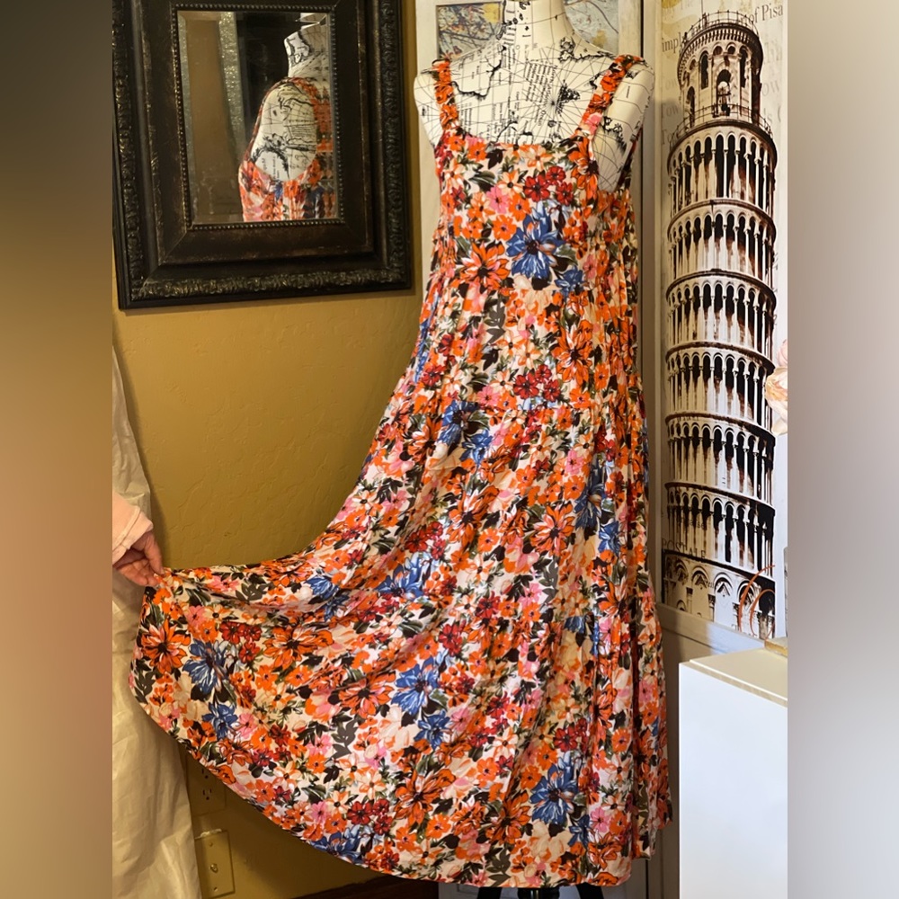 Floral Spaghetti-Strap Maxi Dress in Coral Pink - Picture 13 of 15